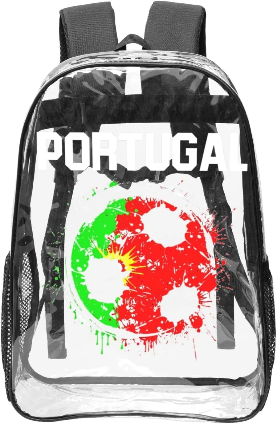 Portugal Soccer Portuguese Football Flag 16 Inch Clear PVC Backpacks Transparent Backpack Multipurpose Double Shoulder Bag for Men Women Gifts