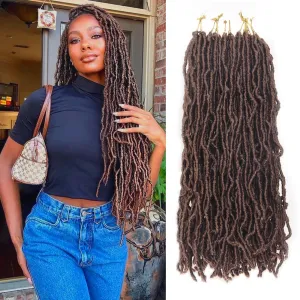 Pre Looped Faux Locs Crochet Hair New Soft Locs Dark Brown 20 Inch 7 Packs Crochet Locs Hair Braids Goddess Locs Hair Extensions For Black Women and Girls(20 Inch (Packs of 7), 30#)