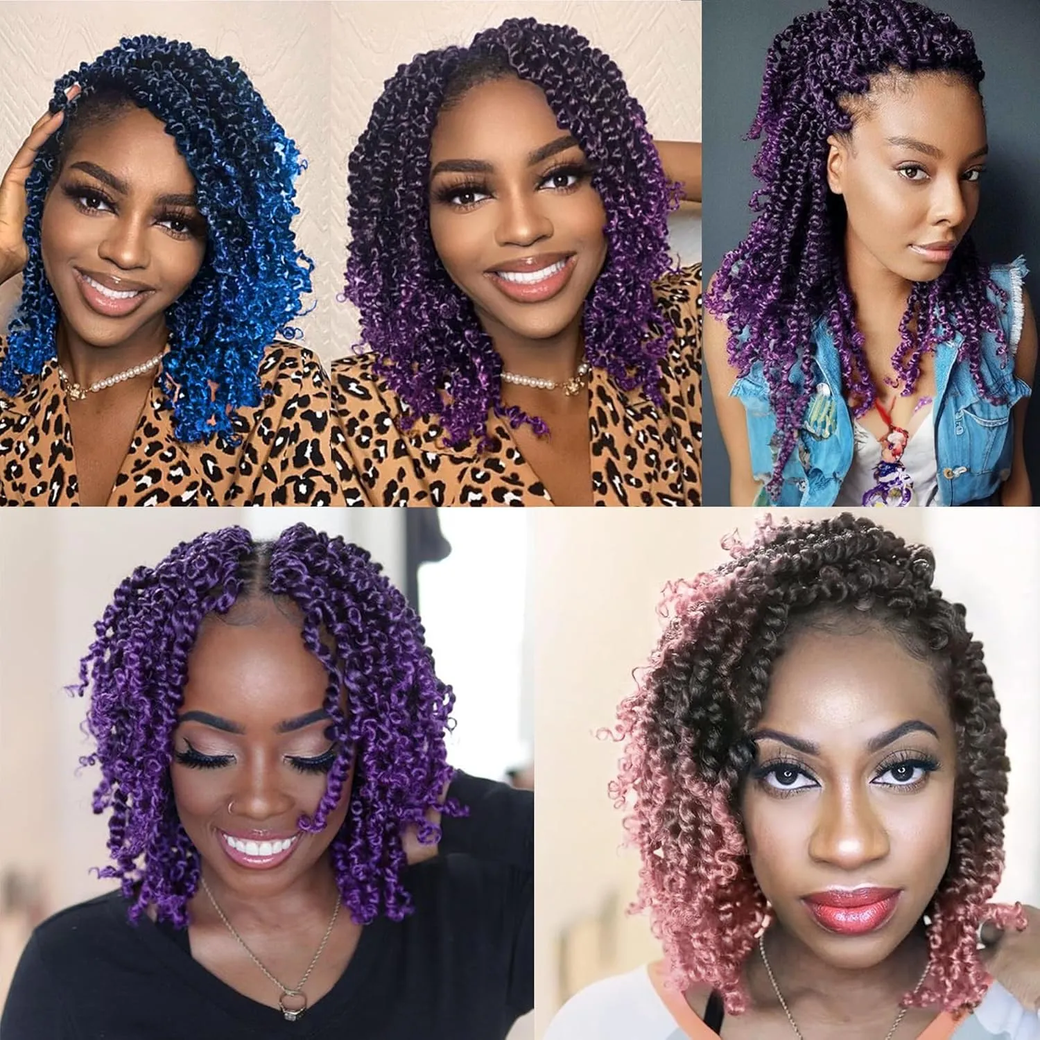 Pre Looped Pretwisted 6 Inches 8 Packs Passion Twist Crochet Hair for Black Women and Kids-Omber Pink,Soft Lightweight Hair Extension(6"-8 Packs,T1B/Pink)