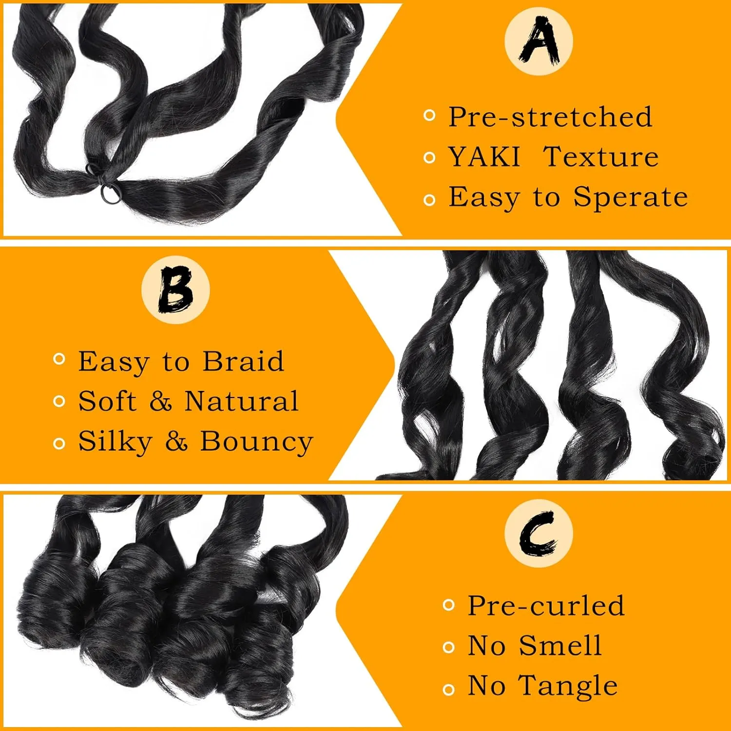 Pre Stretched Braiding Hair 22 Inch Bouncy French Curly Braiding Hair Natural Black Loose Wavy Crochet Braids Hair for Women (7 Packs, 1B#)