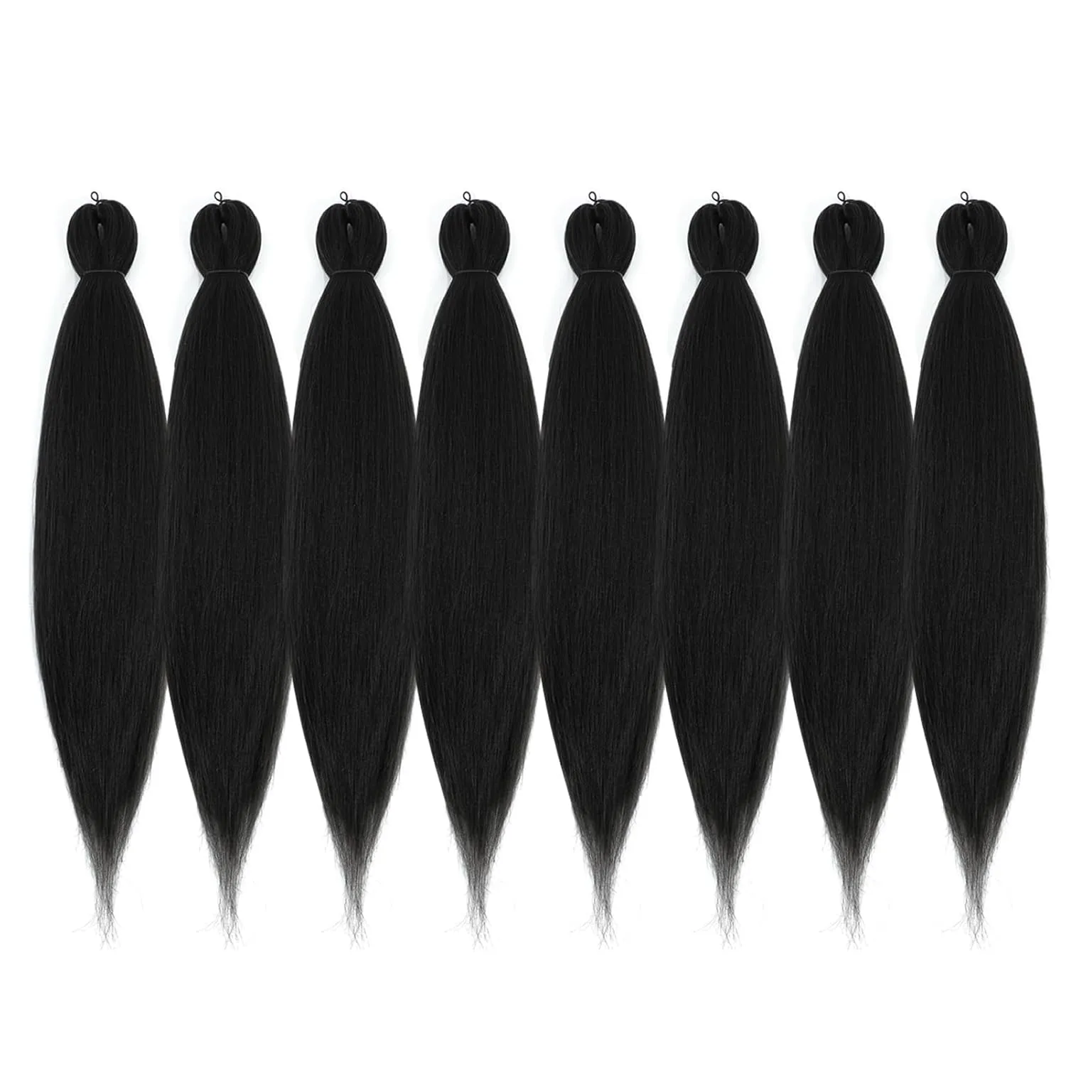 Pre-stretched Braiding Hair - 24 Inch 8 Packs Natural Black Long Braiding Hair For Twist or Box Braids, Yaki Texture Hot Water Setting Synthetic Crochet Hair Extensions (24 Inch, 1B-8P)