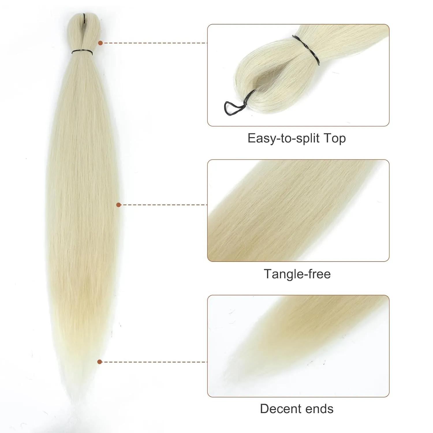 Pre-stretched Braiding Hair - 24 Inch 8 Packs Off-White Long Braiding Hair For Twist or Box Braids, Yaki Texture Hot Water Setting Synthetic Braiding Hair Extensions (24 Inch, #613-8P)