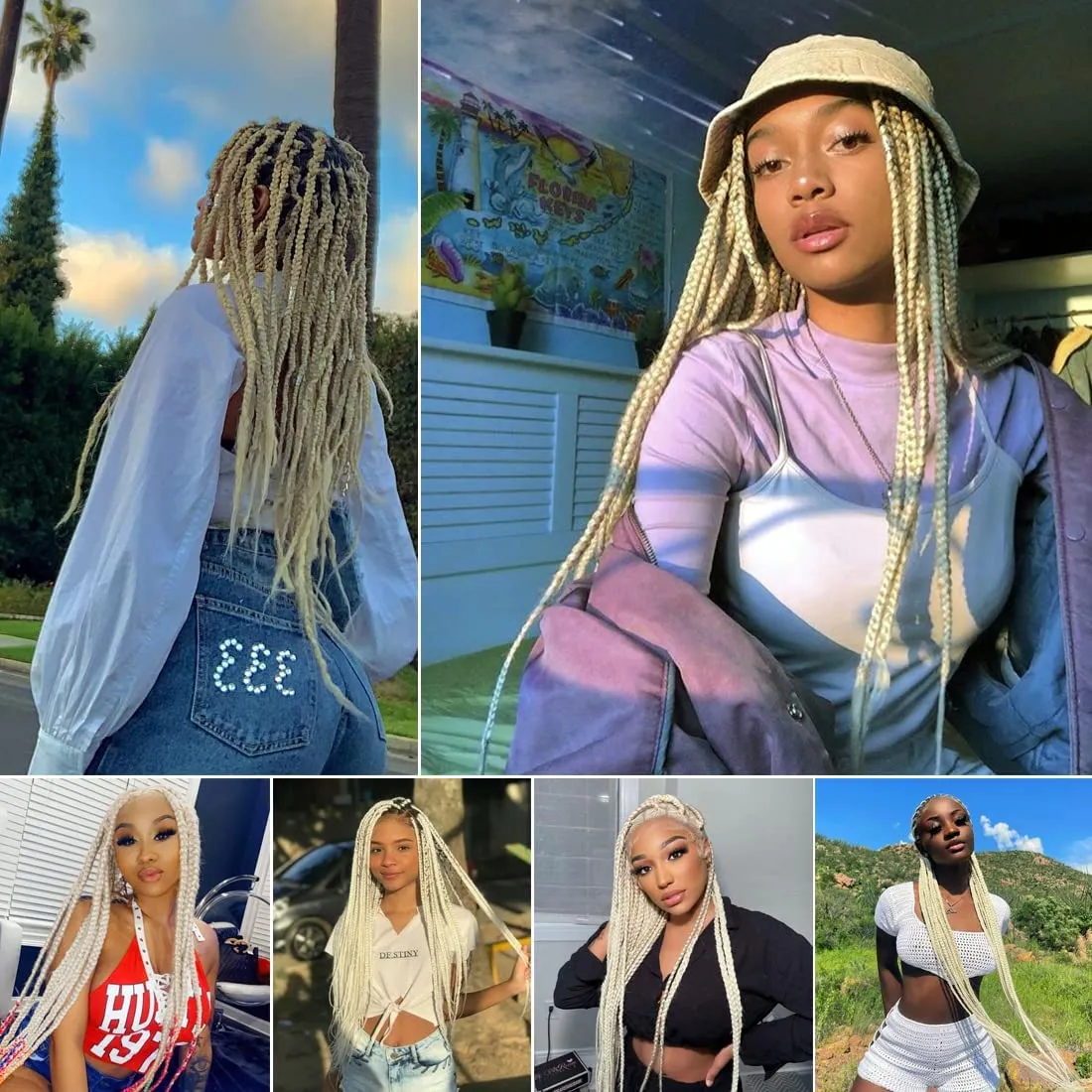 Pre-stretched Braiding Hair - 24 Inch 8 Packs Off-White Long Braiding Hair For Twist or Box Braids, Yaki Texture Hot Water Setting Synthetic Braiding Hair Extensions (24 Inch, #613-8P)