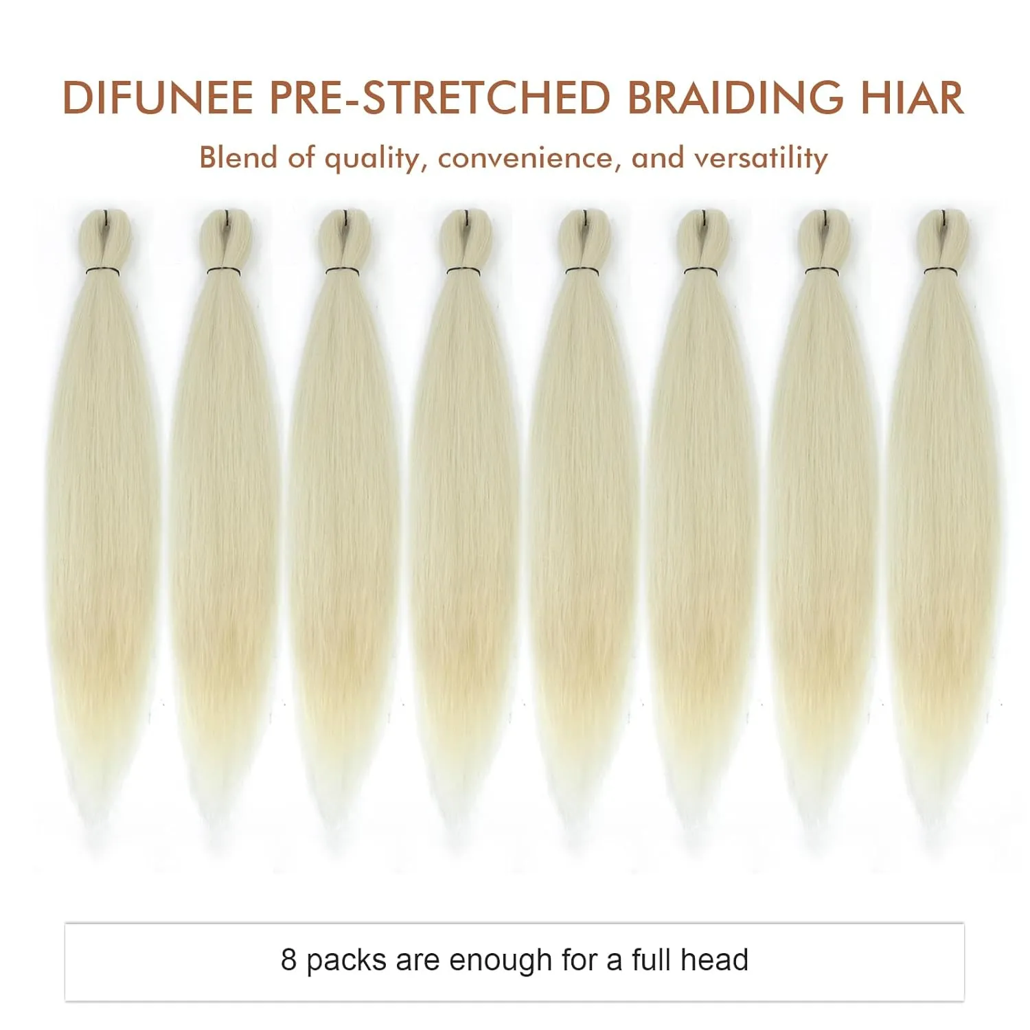 Pre-stretched Braiding Hair - 24 Inch 8 Packs Off-White Long Braiding Hair For Twist or Box Braids, Yaki Texture Hot Water Setting Synthetic Braiding Hair Extensions (24 Inch, #613-8P)