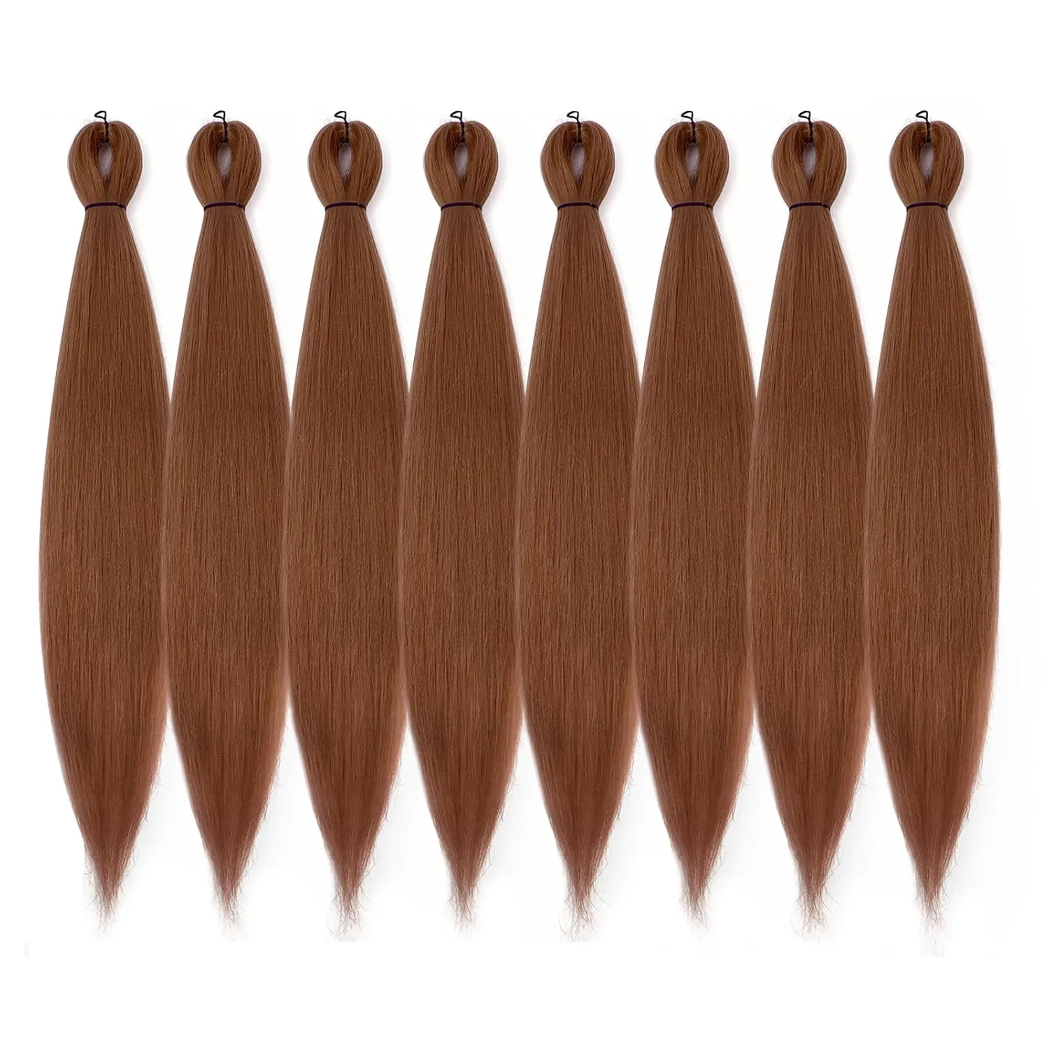 Pre-stretched Braiding Hair - 26 Inch 8 Packs Brown Super Long Braiding Hair For Twist or Box Braids, Yaki Texture Hot Water Setting Synthetic Braiding Hair Extensions (26 Inch, #30-8P)