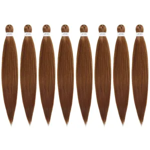 Pre-stretched Braiding Hair - 26 Inch 8 Packs Brown Super Long Braiding Hair For Twist or Box Braids, Yaki Texture Hot Water Setting Synthetic Braiding Hair Extensions (26 Inch, #30-8P)