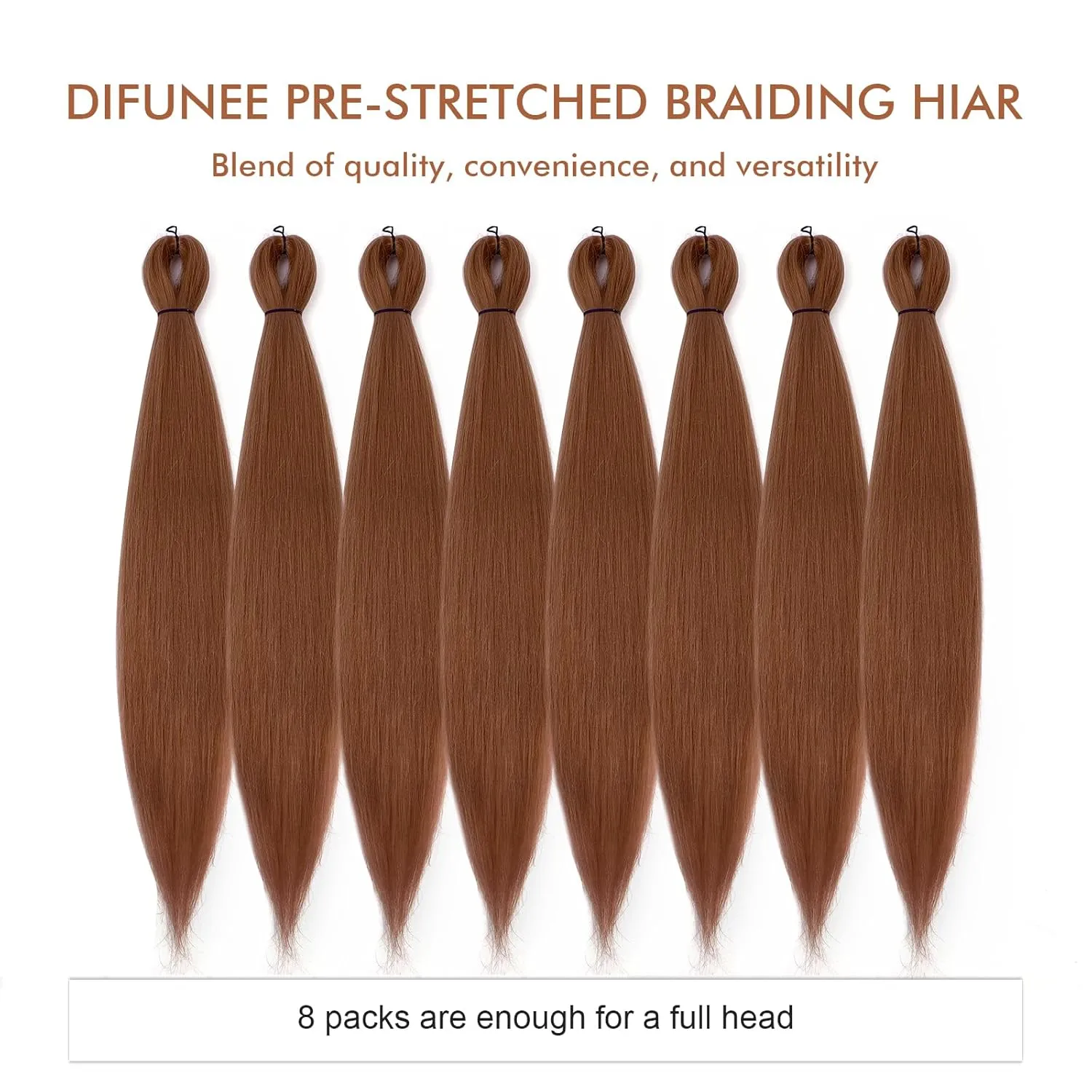 Pre-stretched Braiding Hair - 26 Inch 8 Packs Brown Super Long Braiding Hair For Twist or Box Braids, Yaki Texture Hot Water Setting Synthetic Braiding Hair Extensions (26 Inch, #30-8P)