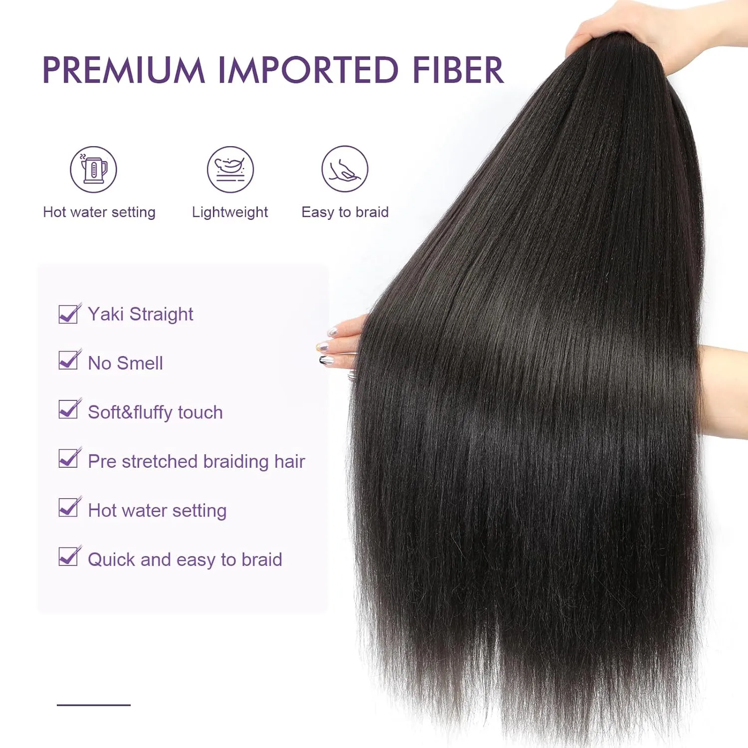 Pre-stretched Braiding Hair - 26 Inch 8 Packs Light Brown Super Long Braiding Hair For Twist or Box Braids, Yaki Texture Hot Water Setting Synthetic Braiding Hair Extensions (26 Inch, #4-8P)