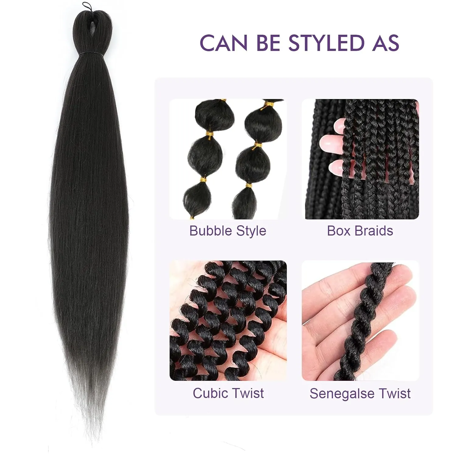 Pre-stretched Braiding Hair - 26 Inch 8 Packs Light Brown Super Long Braiding Hair For Twist or Box Braids, Yaki Texture Hot Water Setting Synthetic Braiding Hair Extensions (26 Inch, #4-8P)