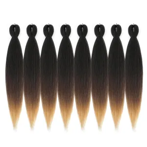 Pre-stretched Braiding Hair - 30 Inch 8 Packs Ombre Brown 3 Tones Hair For Twist or Box Braids, Yaki Texture Hot Water Setting Synthetic Braiding Hair Extensions (30 Inch, 1B/30/27-8P)