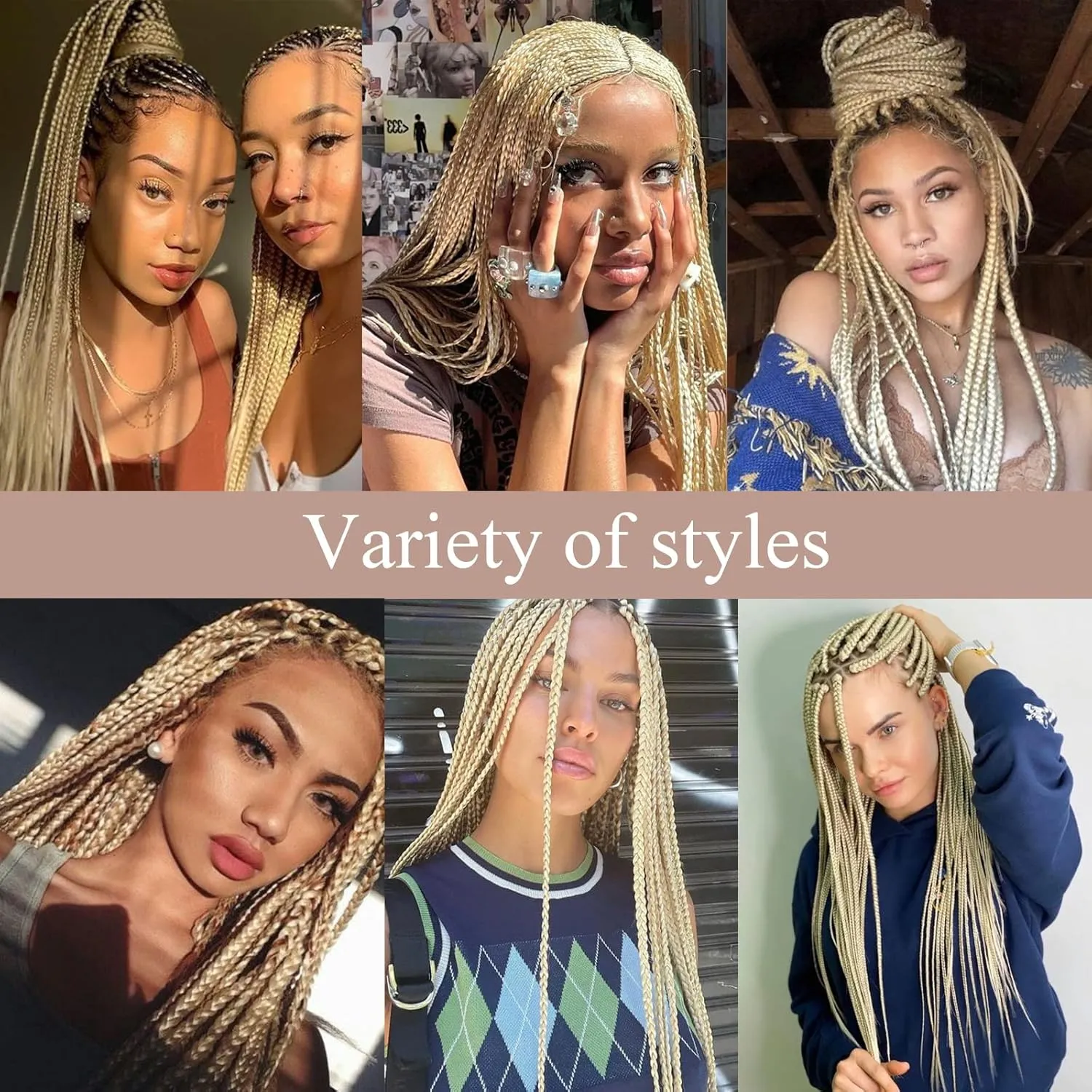 Pre-Stretched Braiding Hair Blonde Braiding Hair Extensions 26 Inch 6 packs Hot Water Setting Professional Soft Yaki Synthetic Crochet Braids（Blonde）