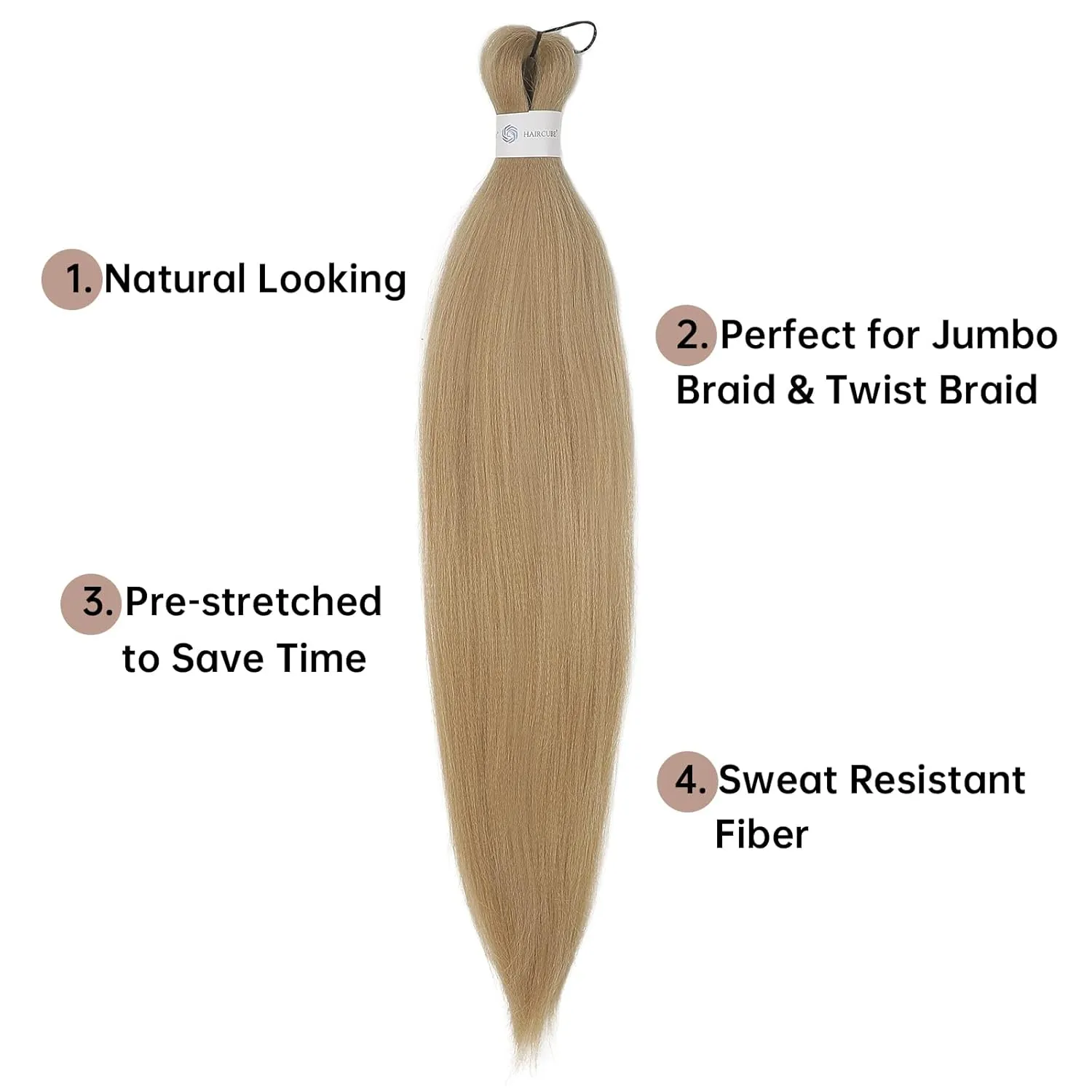 Pre-Stretched Braiding Hair Blonde Braiding Hair Extensions 26 Inch 6 packs Hot Water Setting Professional Soft Yaki Synthetic Crochet Braids（Blonde）