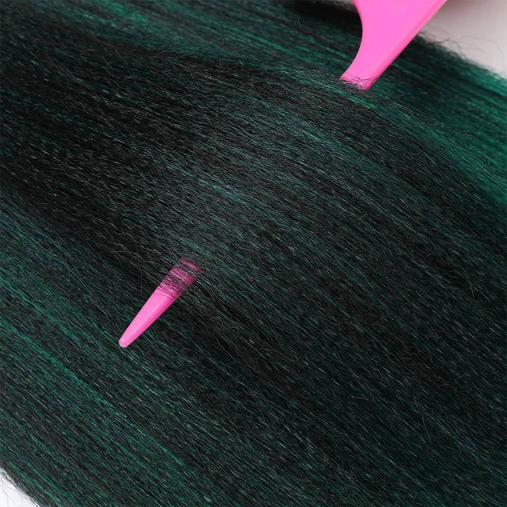 Pre-Stretched Braiding Hair Extensions Ombre Black to Green - 32 inch 8 Packs Synthetic Crochet Braids, Hot Water Setting Professional Soft Yaki Texture. (32inch,#1B/Green)