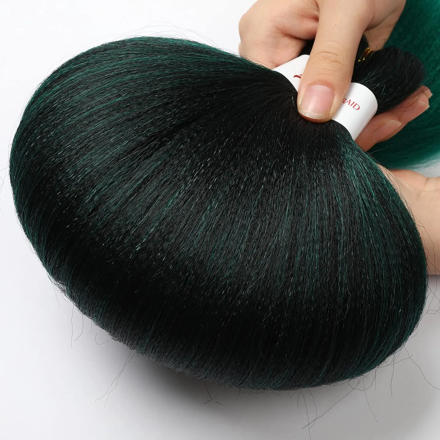 Pre-Stretched Braiding Hair Extensions Ombre Black to Green - 32 inch 8 Packs Synthetic Crochet Braids, Hot Water Setting Professional Soft Yaki Texture. (32inch,#1B/Green)