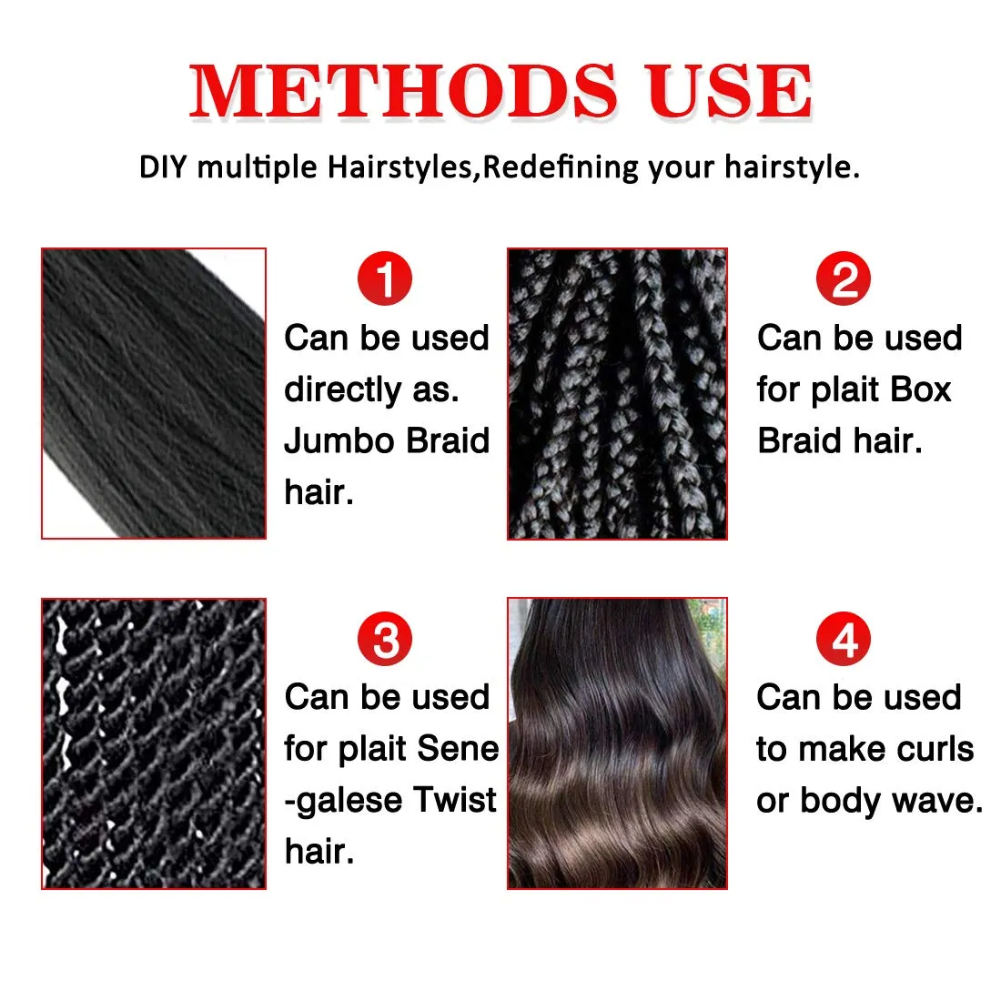 Pre-stretched Braids Hair 26 Inch 8 Packs Professional Itch Free Hot Water Setting Synthetic Fiber Ombre Yaki Texture Braid Hair Extensions 1B-27