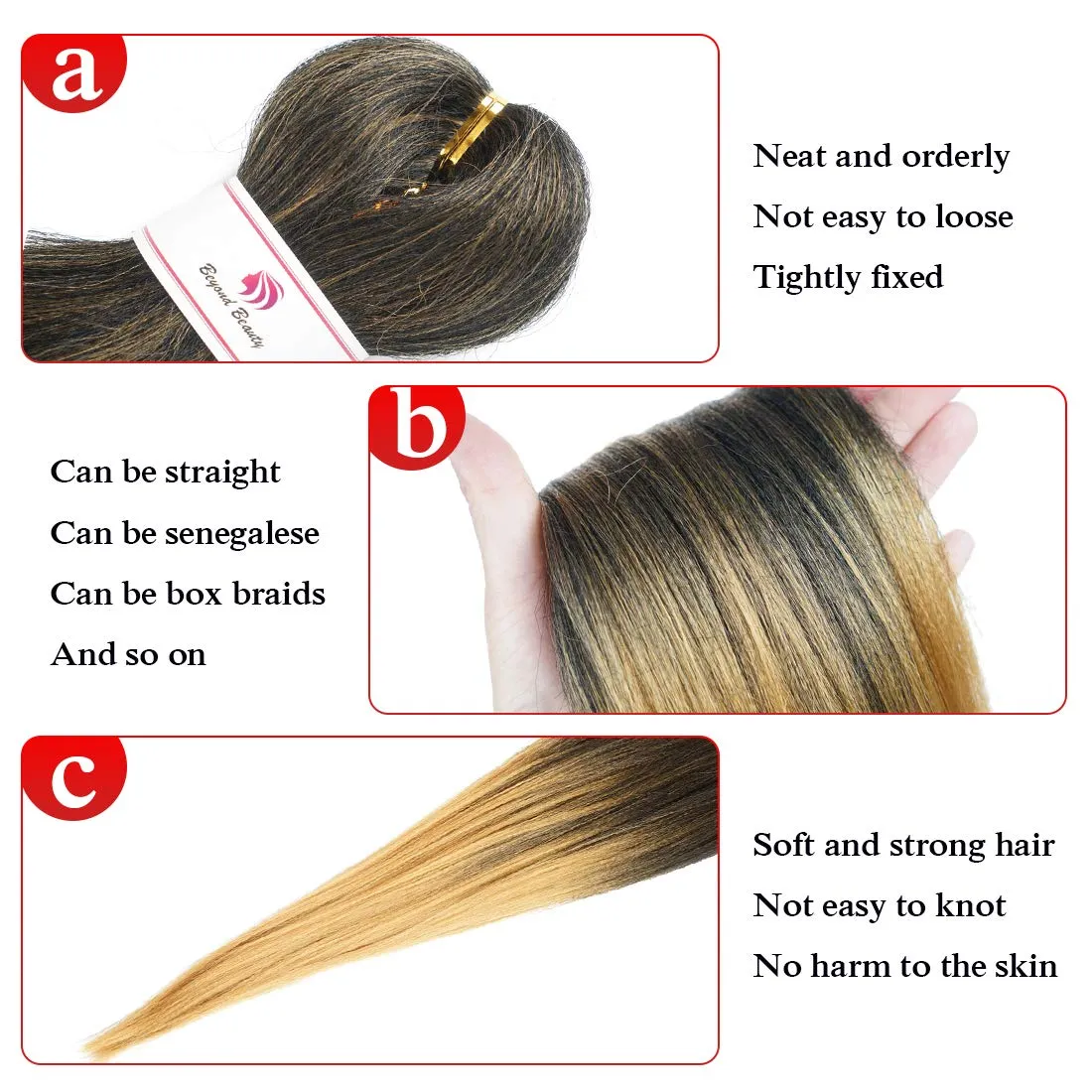 Pre-stretched Braids Hair 26 Inch 8 Packs Professional Itch Free Hot Water Setting Synthetic Fiber Ombre Yaki Texture Braid Hair Extensions 1B-27