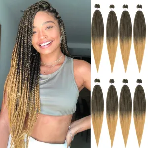 Pre-stretched Braids Hair 26 Inch 8 Packs Professional Itch Free Hot Water Setting Synthetic Fiber Ombre Yaki Texture Braid Hair Extensions 1B-27