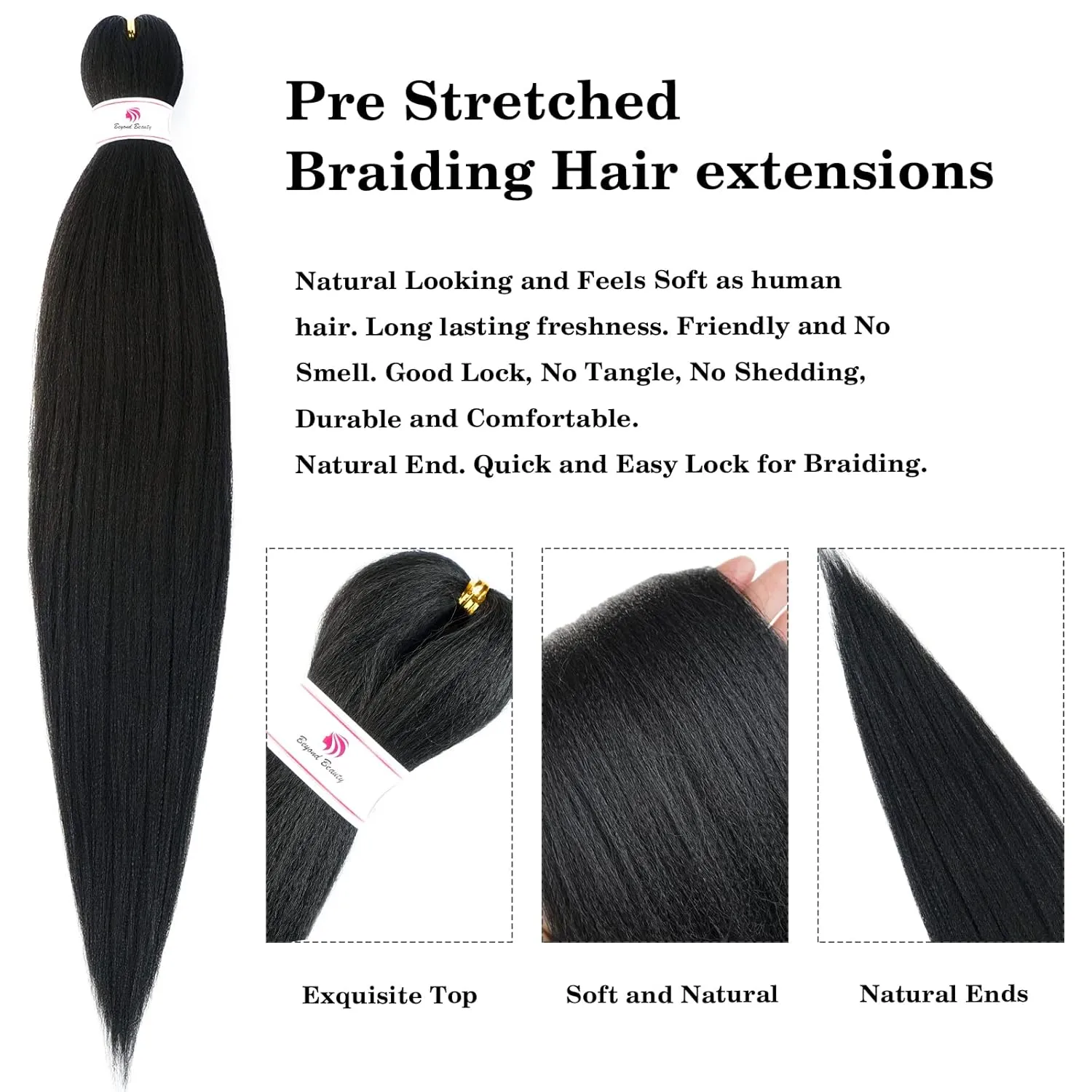 Pre-stretched Braids Hair 26 Inch 8 Packs Professional Itch Free Hot Water Setting Synthetic Fiber Ombre Yaki Texture Braid Hair Extensions 1B…