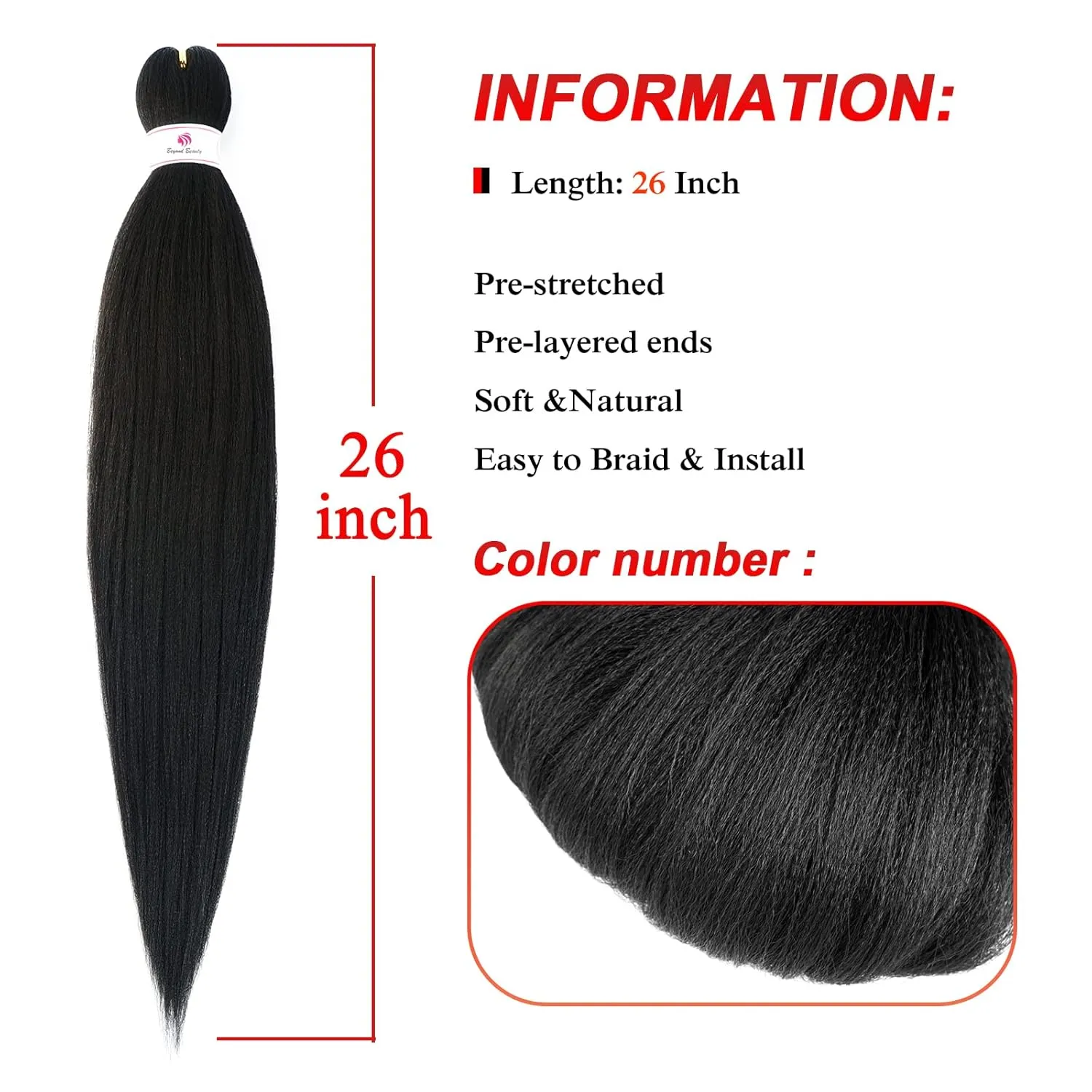 Pre-stretched Braids Hair 26 Inch 8 Packs Professional Itch Free Hot Water Setting Synthetic Fiber Ombre Yaki Texture Braid Hair Extensions 1B…