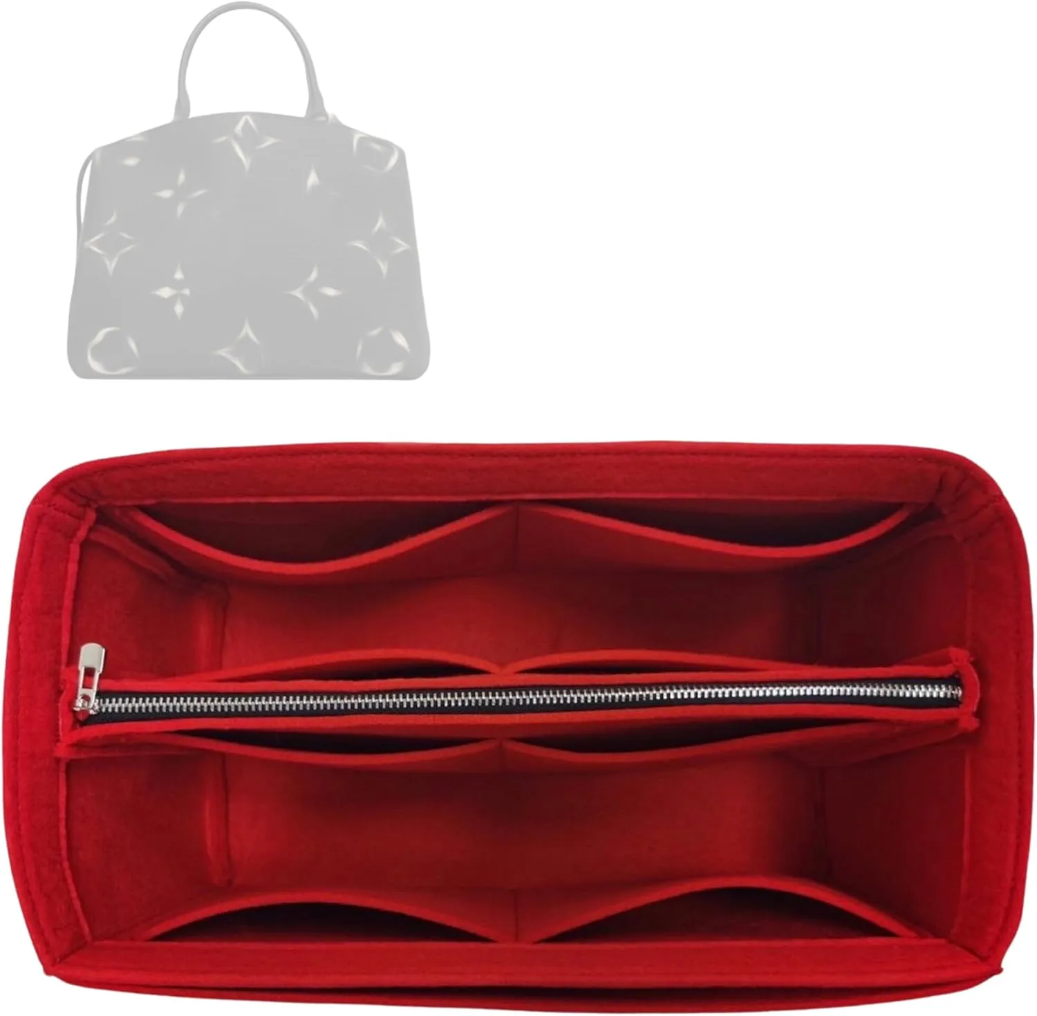 Premium Purse Organizer compatible with Lv Petit/Grand Palais Bag Organizer Insert - Handmade 2mm Felt Liner, Perfect Fit Double-Layered Base (Black, For Petit Palais)