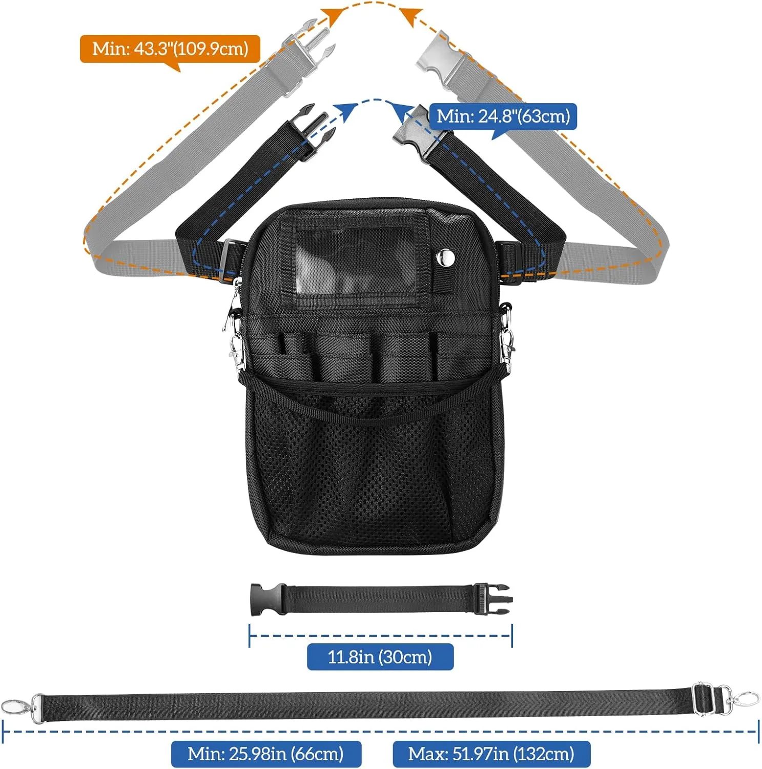 ProCase Nurse Fanny Pack, Utility Medical Nursing Fanny Pack for Women, Nurse Organizer Pouch to Carry Stethoscopes and Medical Supplies, Nurse Belt Bag for Nurses RN Vet EMT -S, Black
