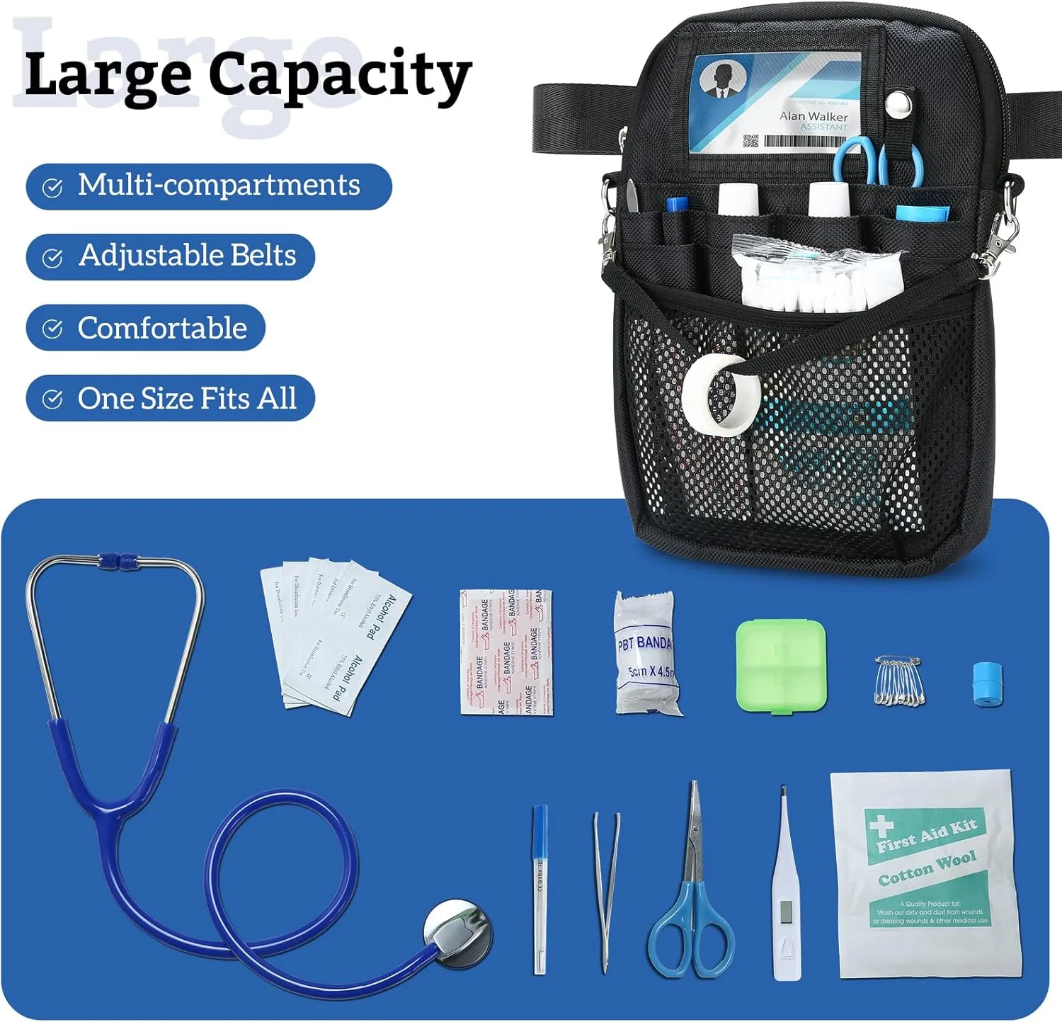 ProCase Nurse Fanny Pack, Utility Medical Nursing Fanny Pack for Women, Nurse Organizer Pouch to Carry Stethoscopes and Medical Supplies, Nurse Belt Bag for Nurses RN Vet EMT -S, Black