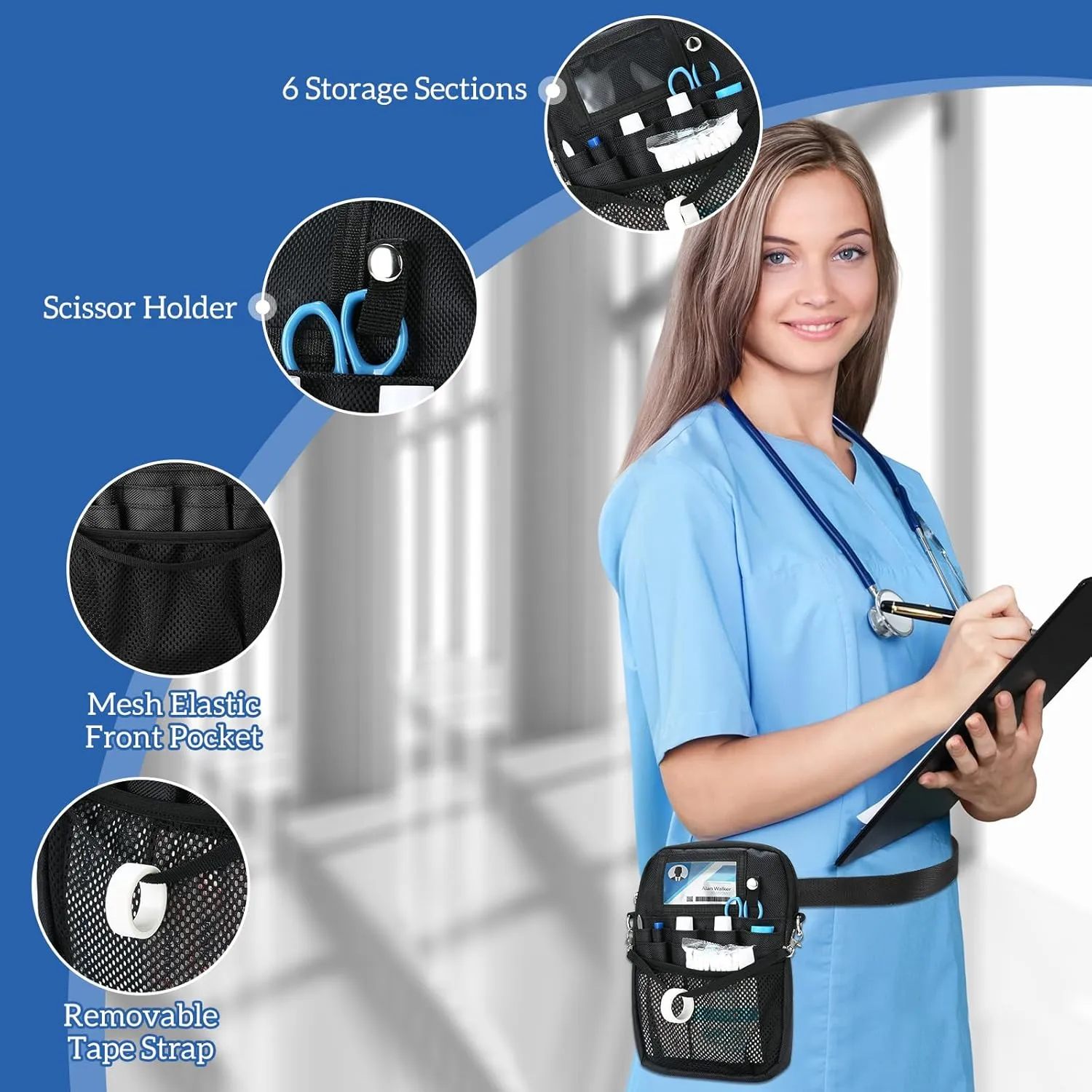 ProCase Nurse Fanny Pack, Utility Medical Nursing Fanny Pack for Women, Nurse Organizer Pouch to Carry Stethoscopes and Medical Supplies, Nurse Belt Bag for Nurses RN Vet EMT -S, Black