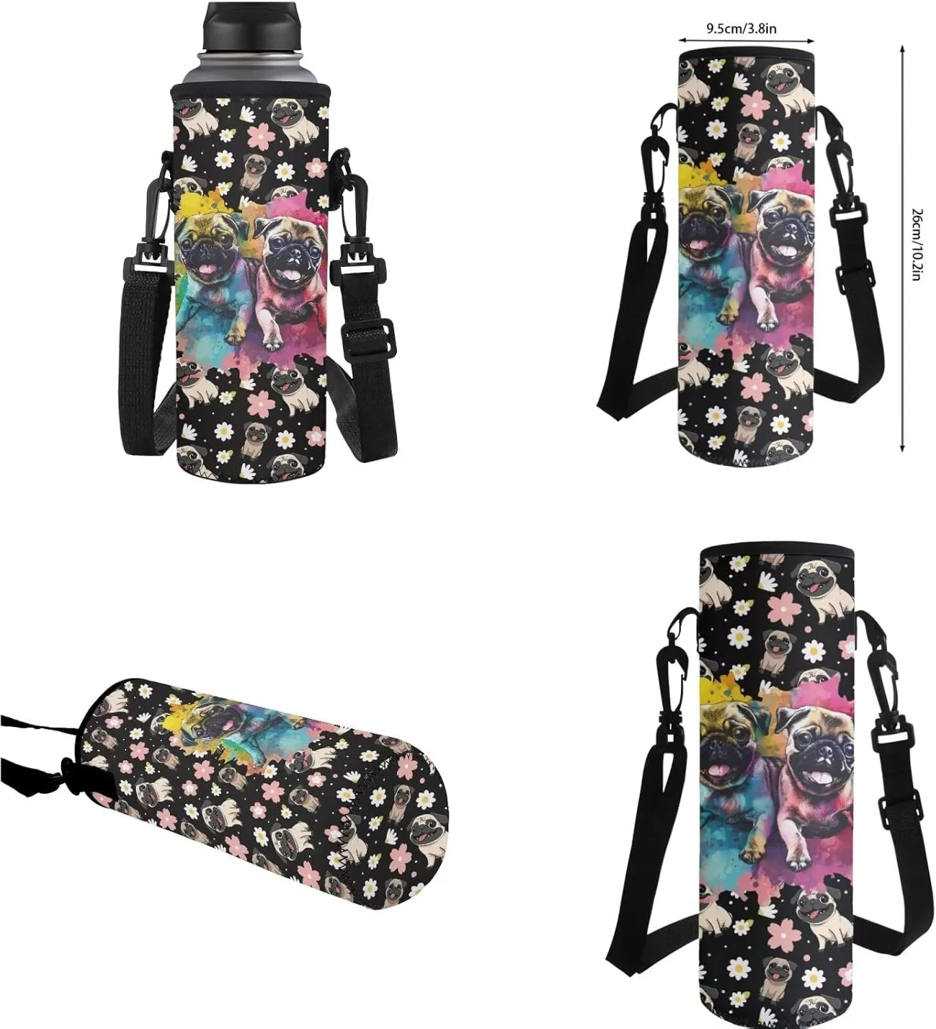 Pug Backpack for Kids 8-12 with Lunchbox Boys School Bag with Lunch Bag Middle School Book Bags 6th Grade Girls Boys Bookbag with Water Bottle Holder Pencil Case 4 in 1
