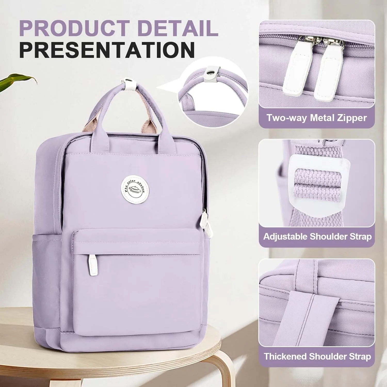 Purple Lightweight Basic Backpack for High School,College Bookbag for Womens,Travel Laptop Backpacks for Teen Girls,School Bag Casual Daypack