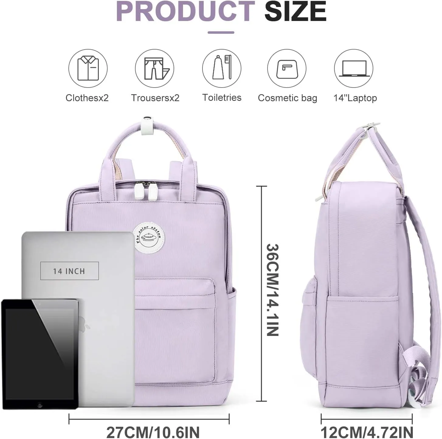Purple Lightweight Basic Backpack for High School,College Bookbag for Womens,Travel Laptop Backpacks for Teen Girls,School Bag Casual Daypack