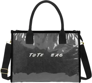 PVC Tote Bag Women Top Handle Handbag Kraft Paper Work Waterproof Large Beach Purse Office College Laptop