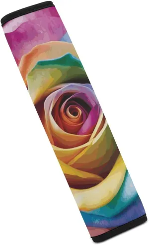 Rainbow Rose Flower Auto Seat Belt Cover 1PCS Universal Car Seat Belt Shoulder Protector Pad, Protect Your Shoulders and Neck for Car Seat Belt, Shoulder Bag, Backpack
