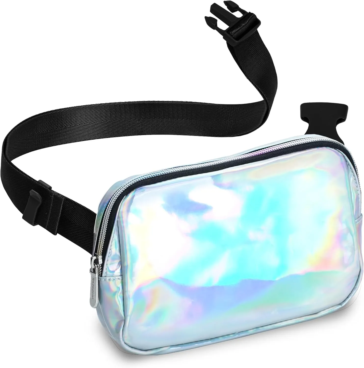 Rave Holgraphic Silver Crossbody Belt Bag for Women – Stylish Fanny Pack, Functional and Fashion Waist Packs for Travel, Festivals, and Everyday Use