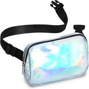 Rave Holgraphic Silver Crossbody Belt Bag for Women – Stylish Fanny Pack, Functional and Fashion Waist Packs for Travel, Festivals, and Everyday Use