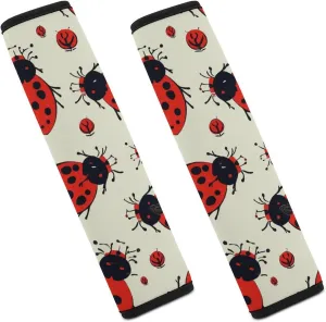 Red Ladybug Auto Seat Belt Cover 2PCS Universal Car Seat Belt Shoulder Protector Pad, Protect Your Shoulders and Neck for Car Seat Belt, Shoulder Bag, Backpack