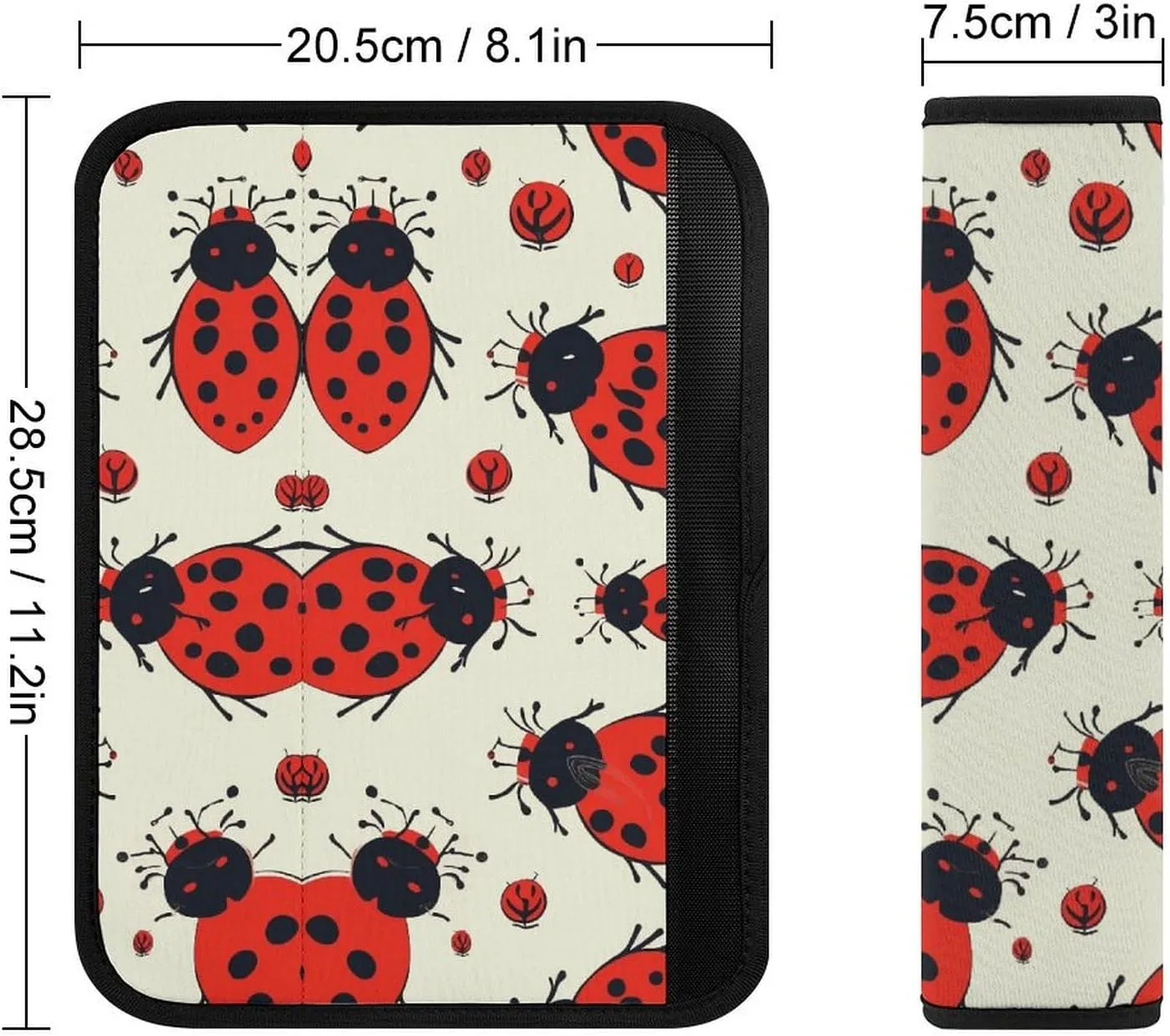 Red Ladybug Auto Seat Belt Cover 2PCS Universal Car Seat Belt Shoulder Protector Pad, Protect Your Shoulders and Neck for Car Seat Belt, Shoulder Bag, Backpack
