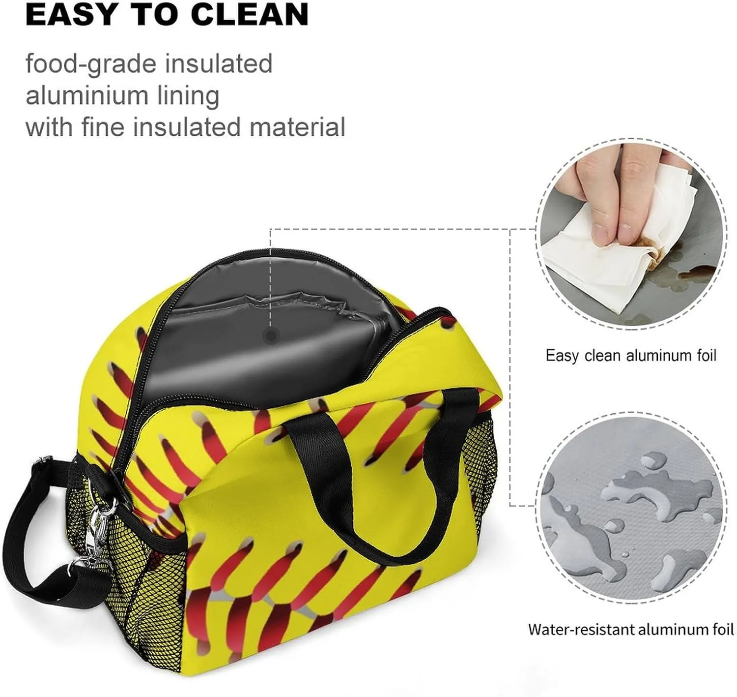 Red Line Yellow Softball Adjustable Shoulder Strap Insulated And Leak Proof Premium Lunch Bag Unisex