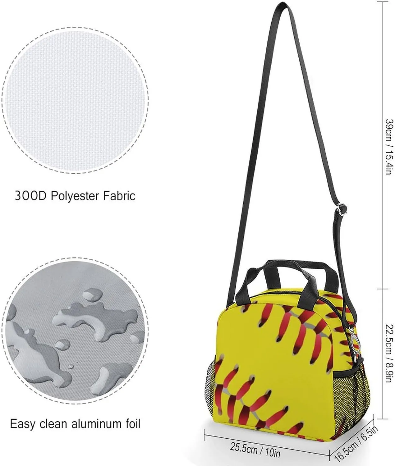 Red Line Yellow Softball Adjustable Shoulder Strap Insulated And Leak Proof Premium Lunch Bag Unisex