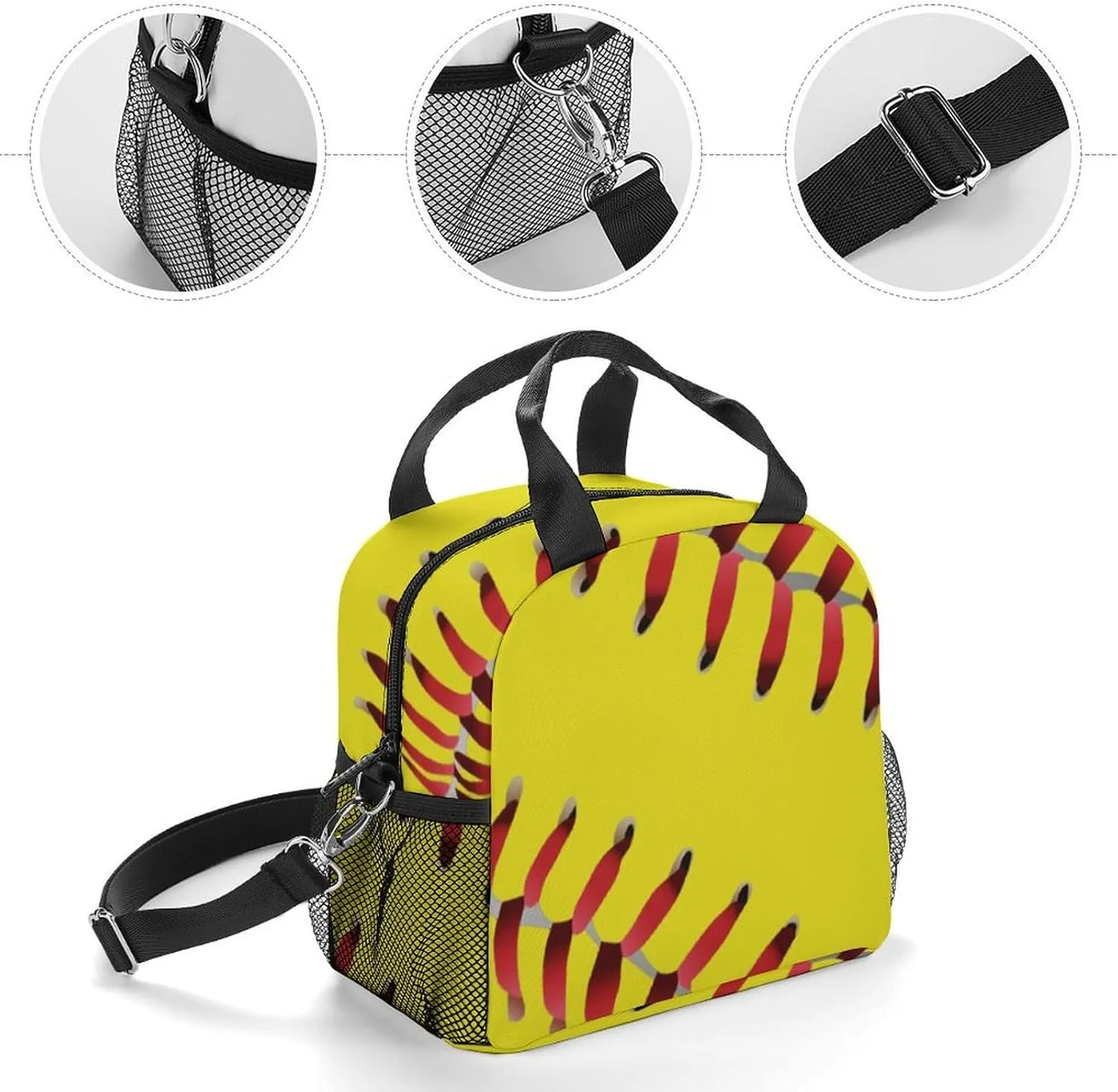 Red Line Yellow Softball Adjustable Shoulder Strap Insulated And Leak Proof Premium Lunch Bag Unisex