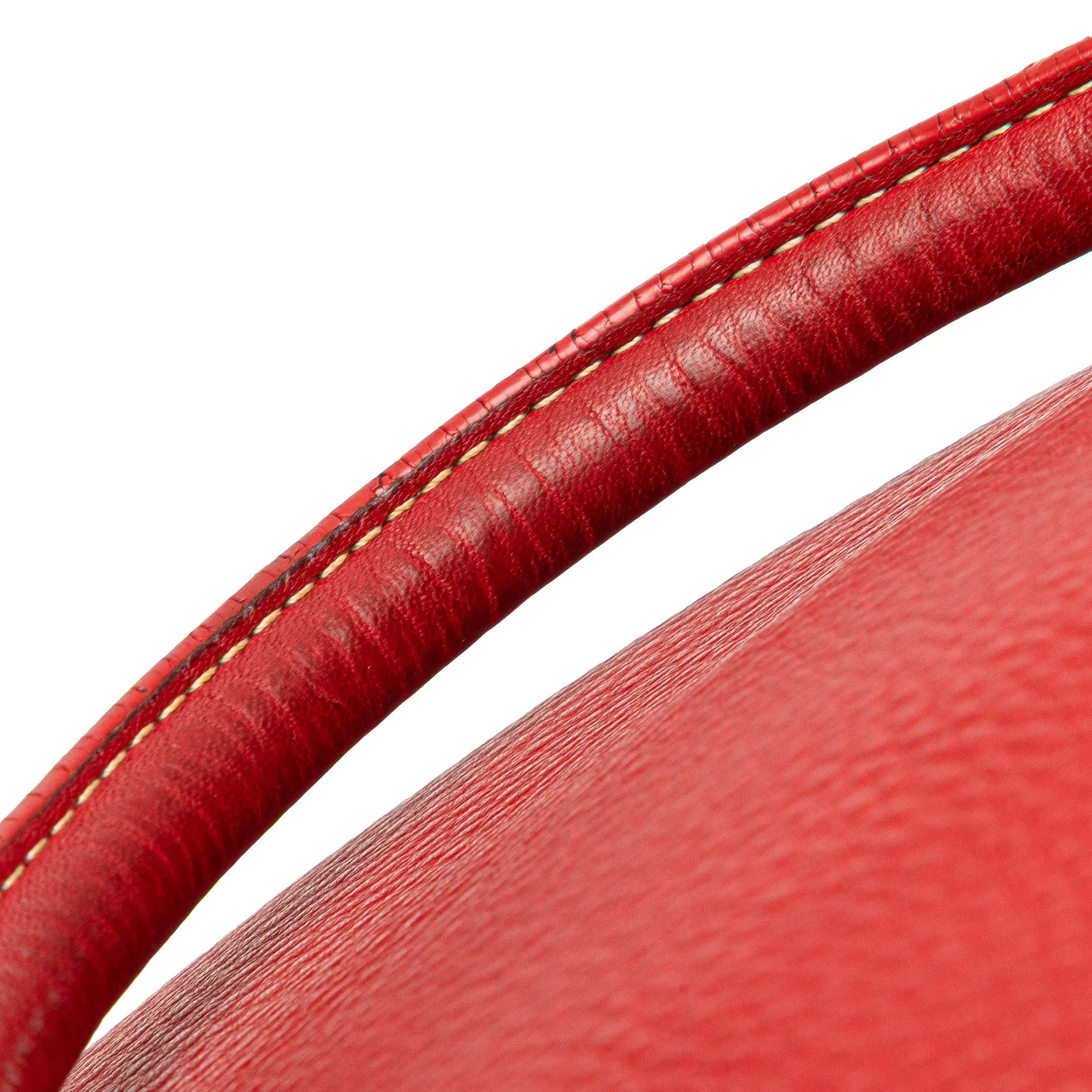 Red Prada Vitello Daino Zip Top Convertible Tote Satchel