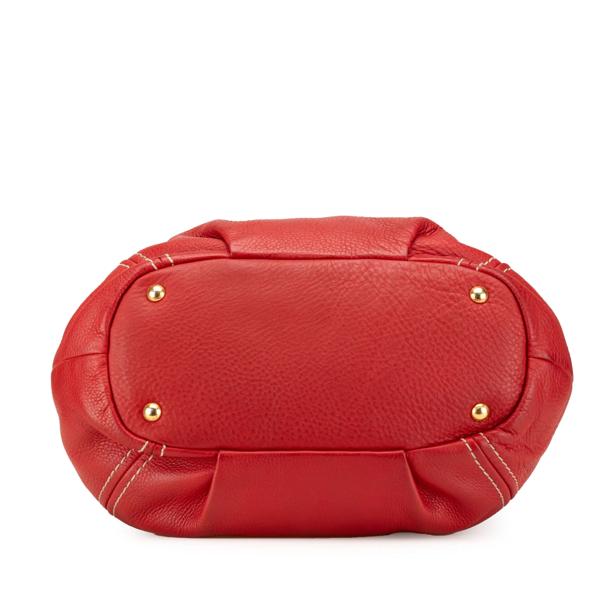Red Prada Vitello Daino Zip Top Convertible Tote Satchel