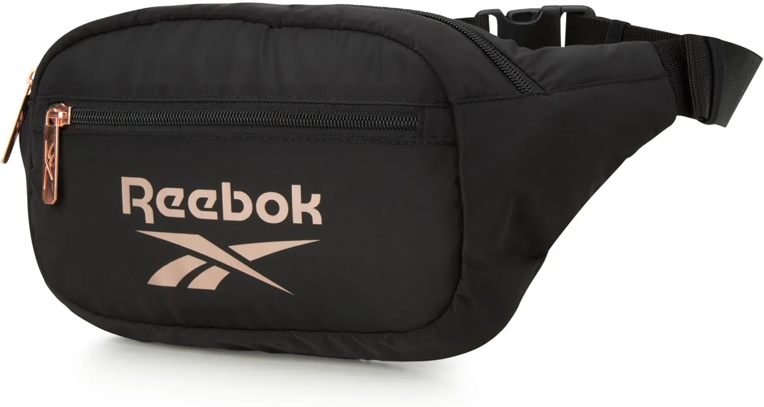 Reebok Fanny Pack - Lightweight Stylish Crossbody Waist Belt Bags for Women and Men with Adjustable Strap, Size One Size, Lyla Black