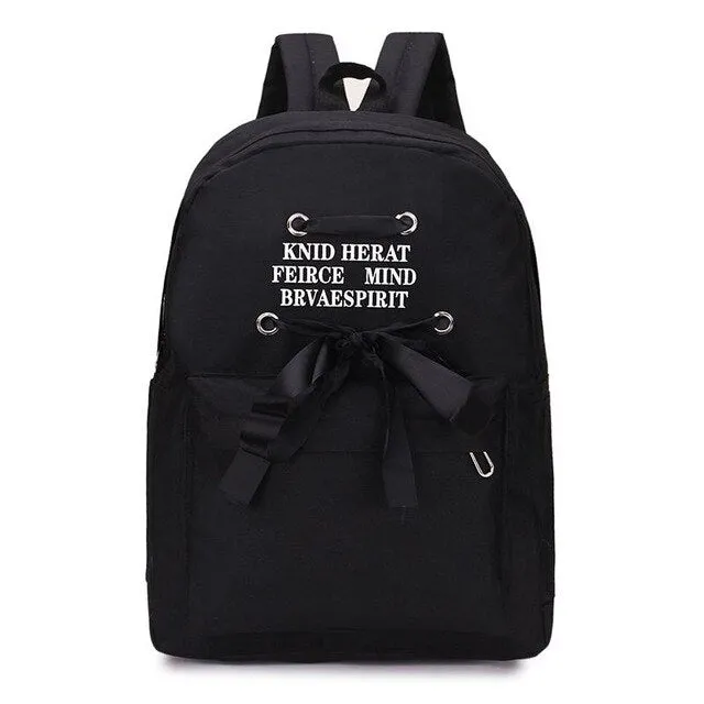 Ribbon Letter Bows Women Backpack