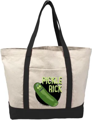 Rick and Morty Pickle Rick Tote Bag With External Pocket, Reusable Shoulder Bag for Shopping, Beach, Royal Collection