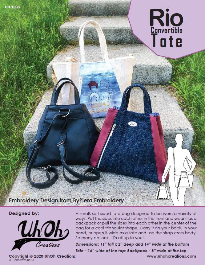Rio Convertible Tote Pattern by UhOh Creations
