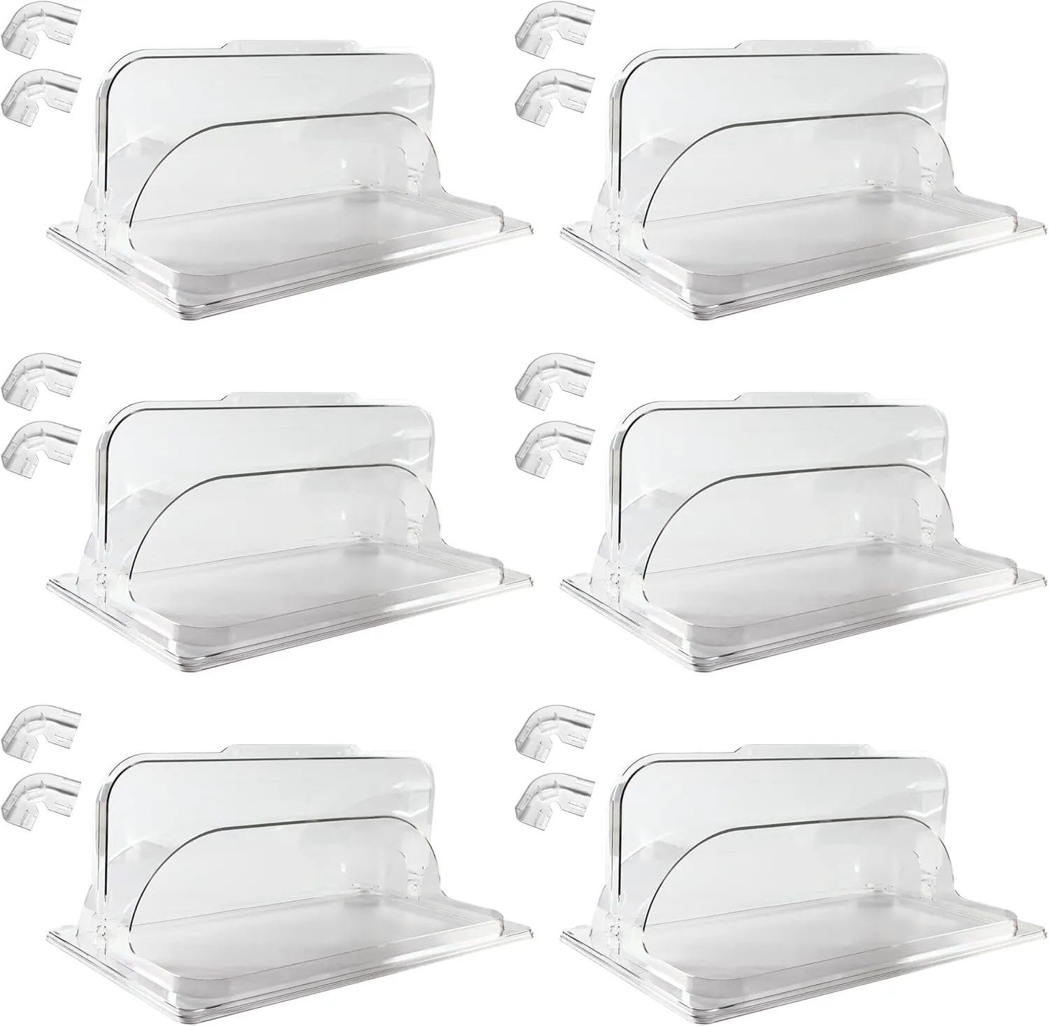Roll Top Chafing Dish Chafing Dishes for Buffet Clear Plastic Chafing Dish Cover Full Size Pastry Cake Cupcake Bakery Butter Cheese Food Cover Waterproof Lid, 6 Packs