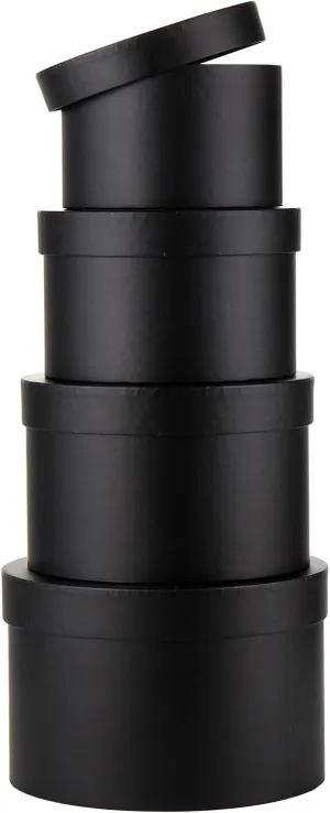 Round Gift Boxes with Lids Black Flower Box for Arrangements Round Box Set of 4 Nesting Gift Boxes with Lids for Flowers Arrangements Empty, Bridesmaid, Proposal, Wedding, Birthday, Party Favor