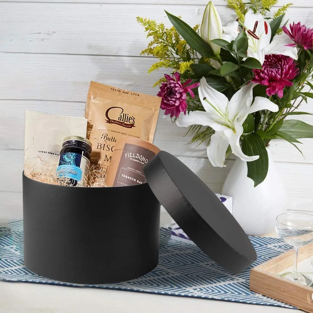 Round Gift Boxes with Lids Black Flower Box for Arrangements Round Box Set of 4 Nesting Gift Boxes with Lids for Flowers Arrangements Empty, Bridesmaid, Proposal, Wedding, Birthday, Party Favor