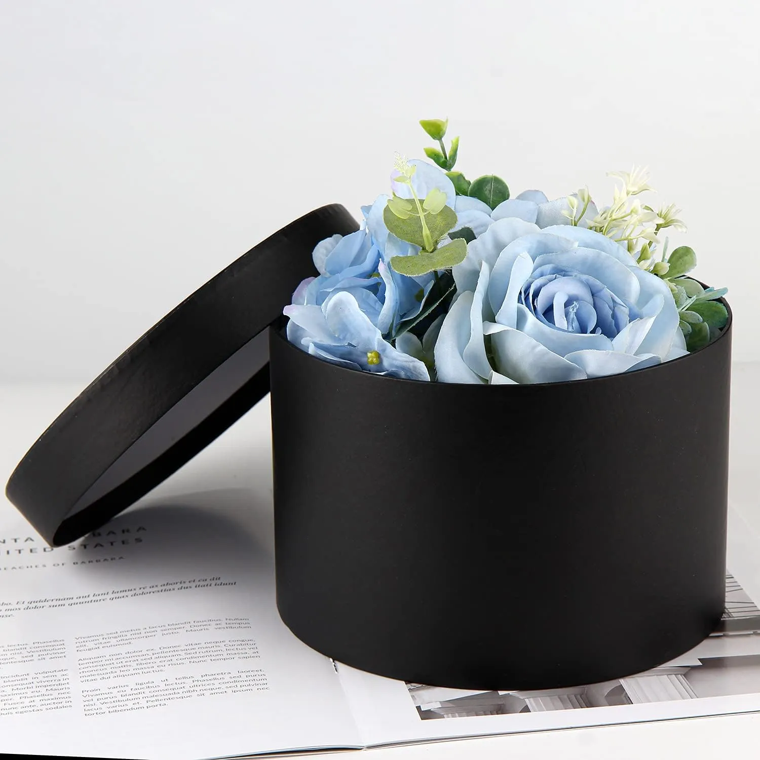 Round Gift Boxes with Lids Black Flower Box for Arrangements Round Box Set of 4 Nesting Gift Boxes with Lids for Flowers Arrangements Empty, Bridesmaid, Proposal, Wedding, Birthday, Party Favor