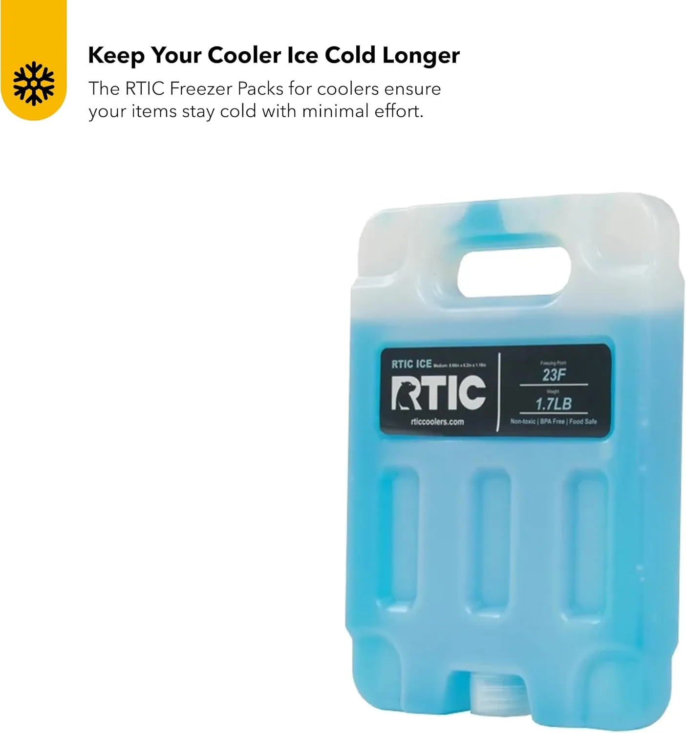 RTIC Refreezable Reusable Cooler Ice Packs Cold Ice Chest Pack Long-Lasting Break-Resistant for Food, Drink, Travel and Storage, 2 Pack